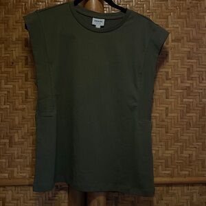 NWT AWARE Khaki Green Muscle Tee tank medium